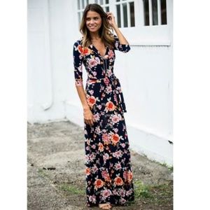 FLORAL WRAP MAXI DRESS